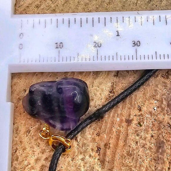 Nature Purple Fluorite Carved Cute Rabbit Pendant Necklace - Picture 8 of 10
